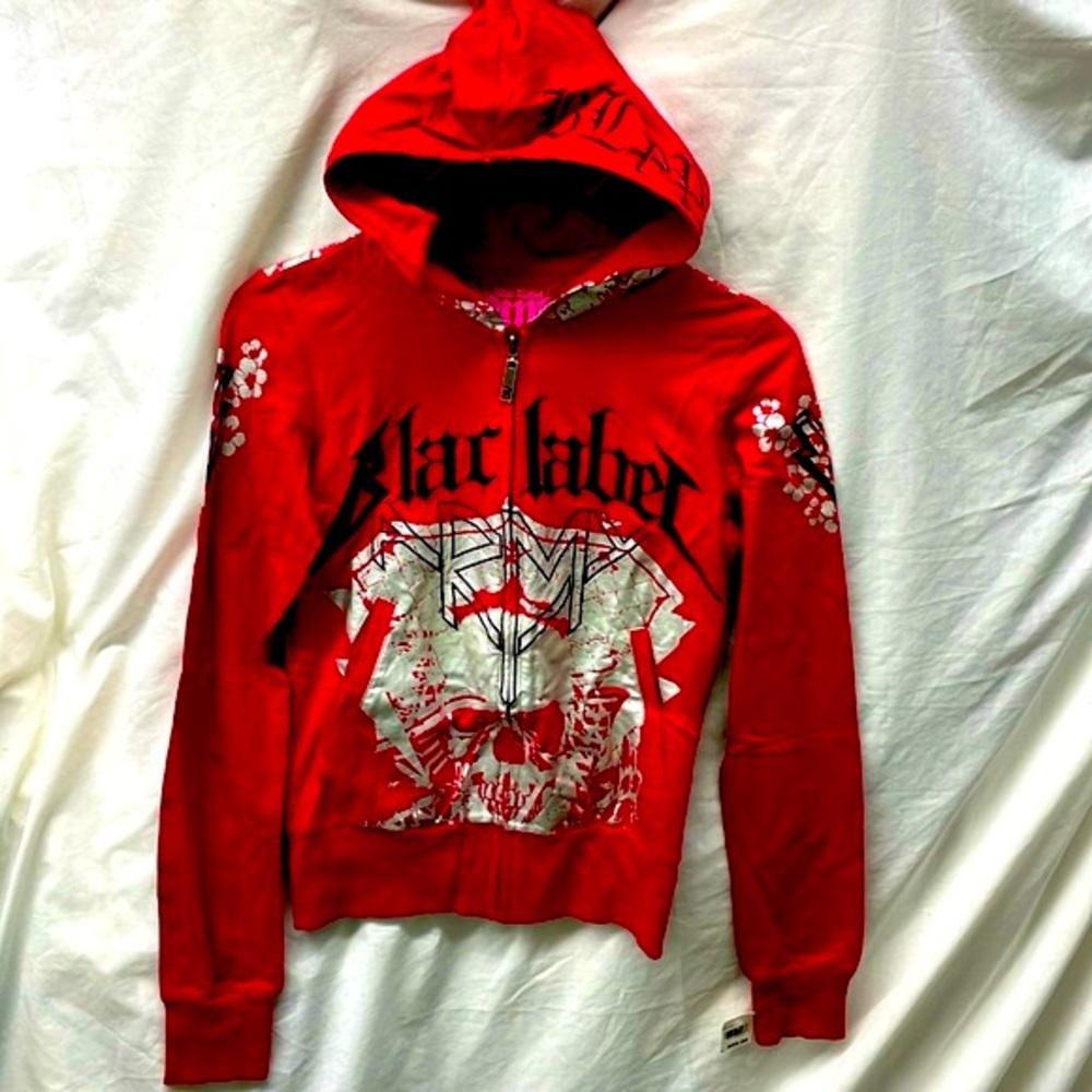 NEW!!! Black label pink zip front hoodie Hoodie ladies sz XS